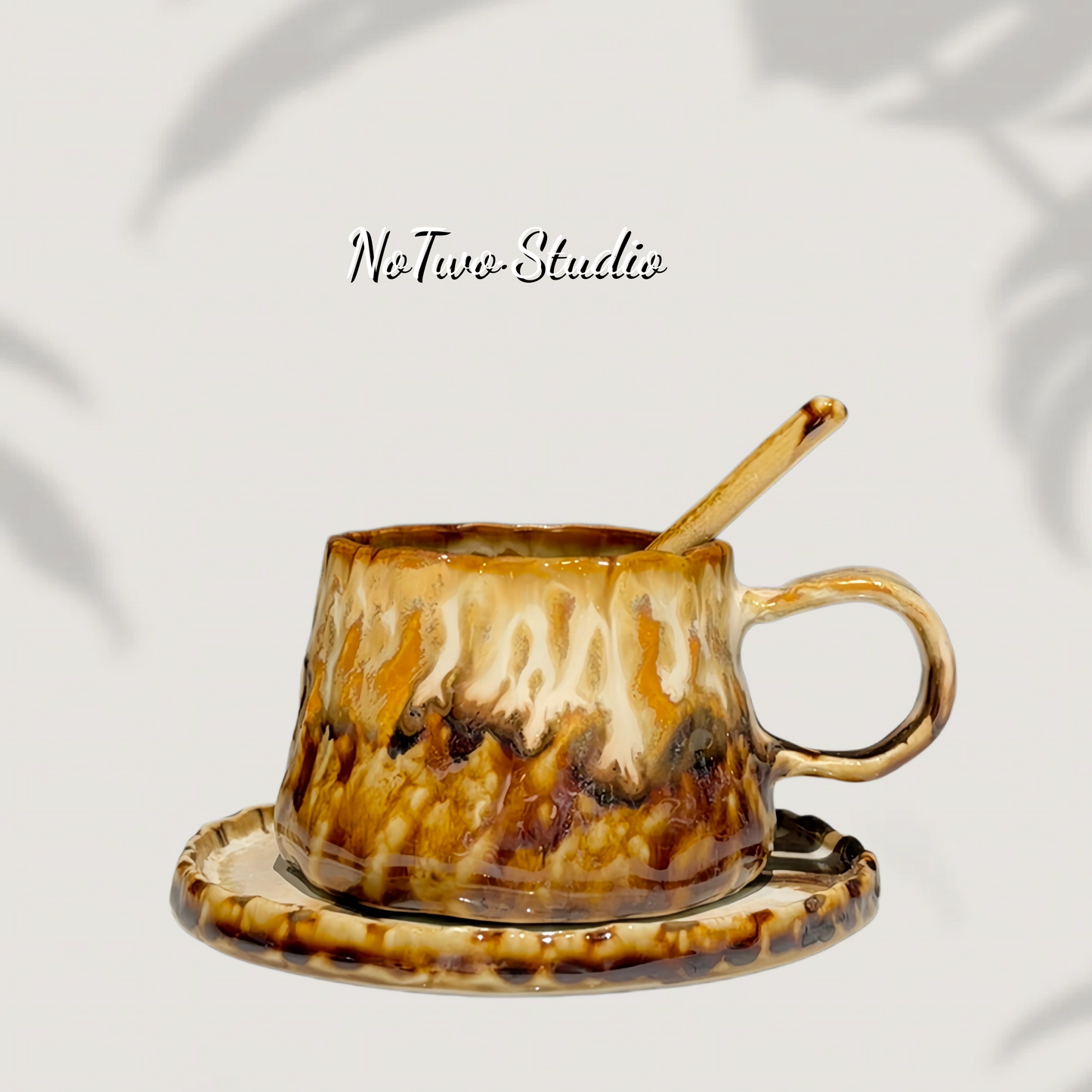 Handcrafted Caramel Flow-Glaze Cup Set