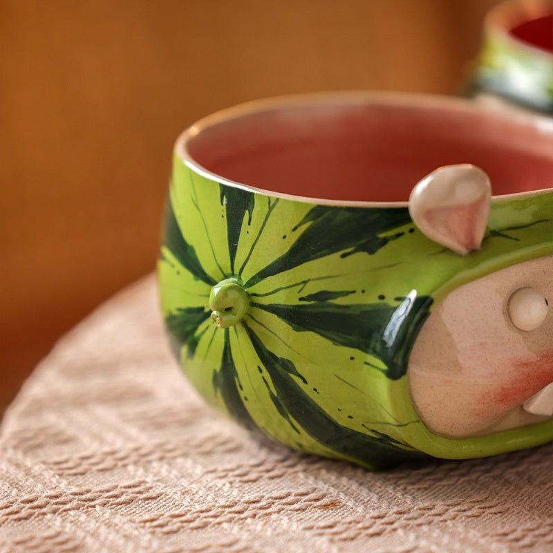 Handmade Ceramic Watermelon Art Bowl (Rabbit)