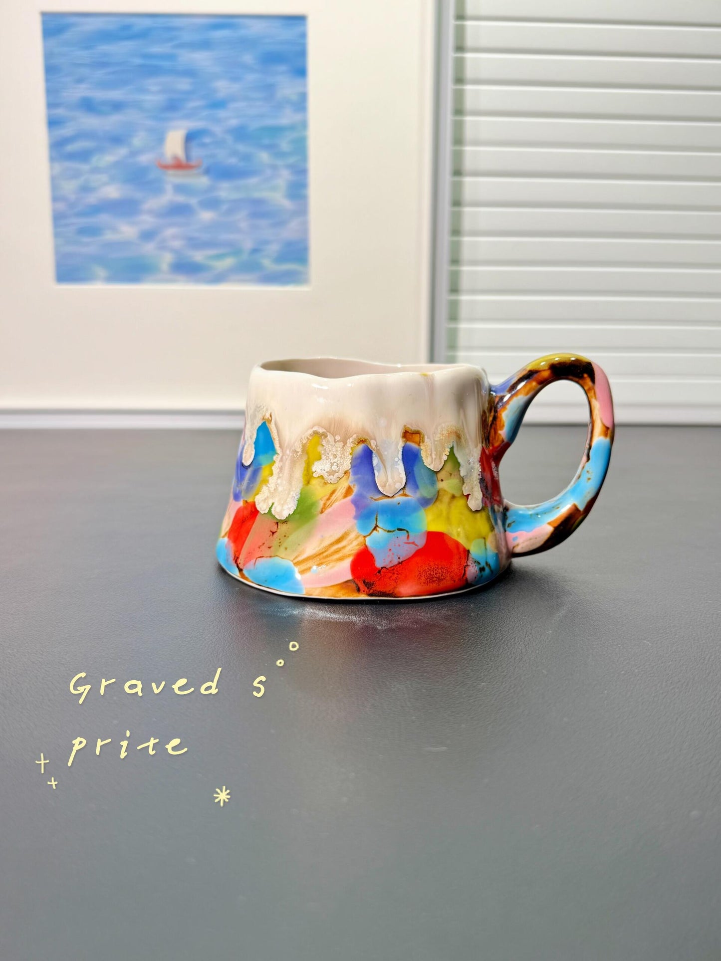 05216 Handcrafted Volcanic Flow-Glaze Art Cup