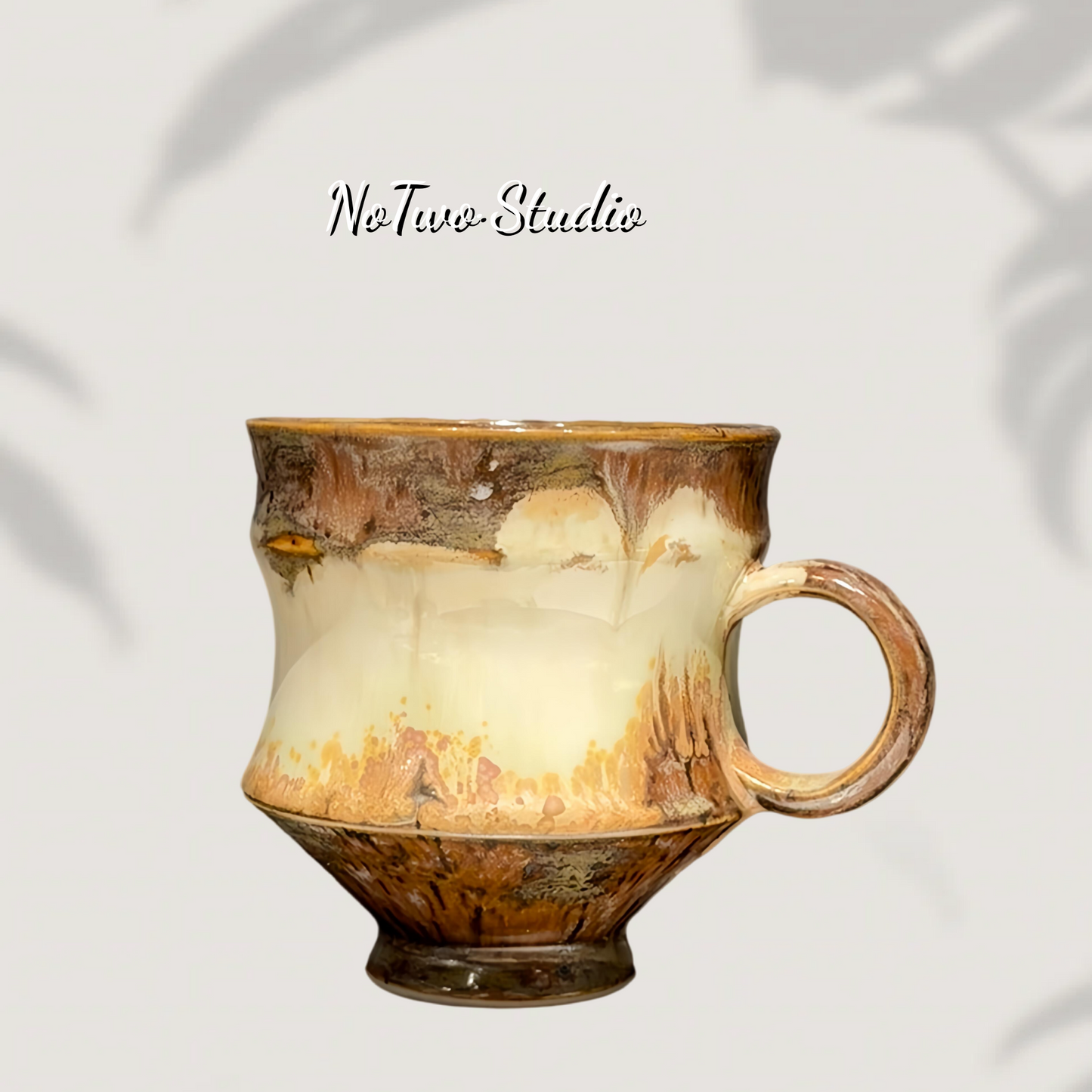 Vintage Oil-Painting Organic Shape Art Cup