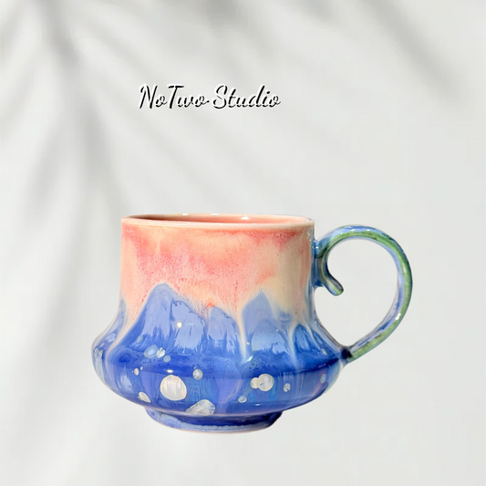 Blue Pink Flow-Glaze Art Cup