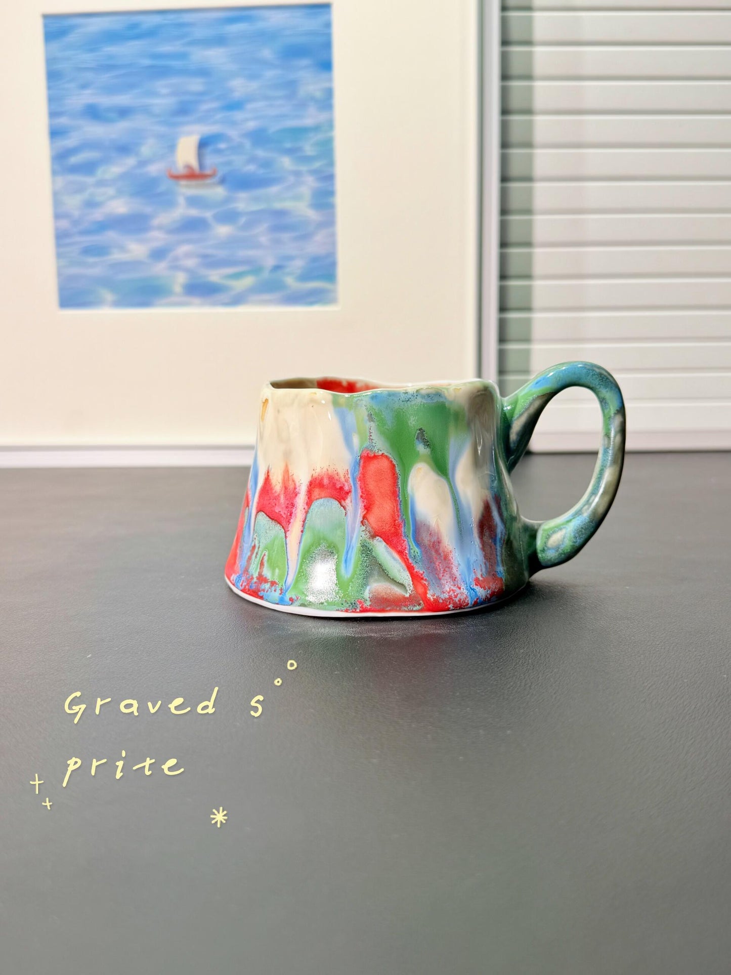 05212 Handcrafted Volcanic Flow-Glaze Art Cup