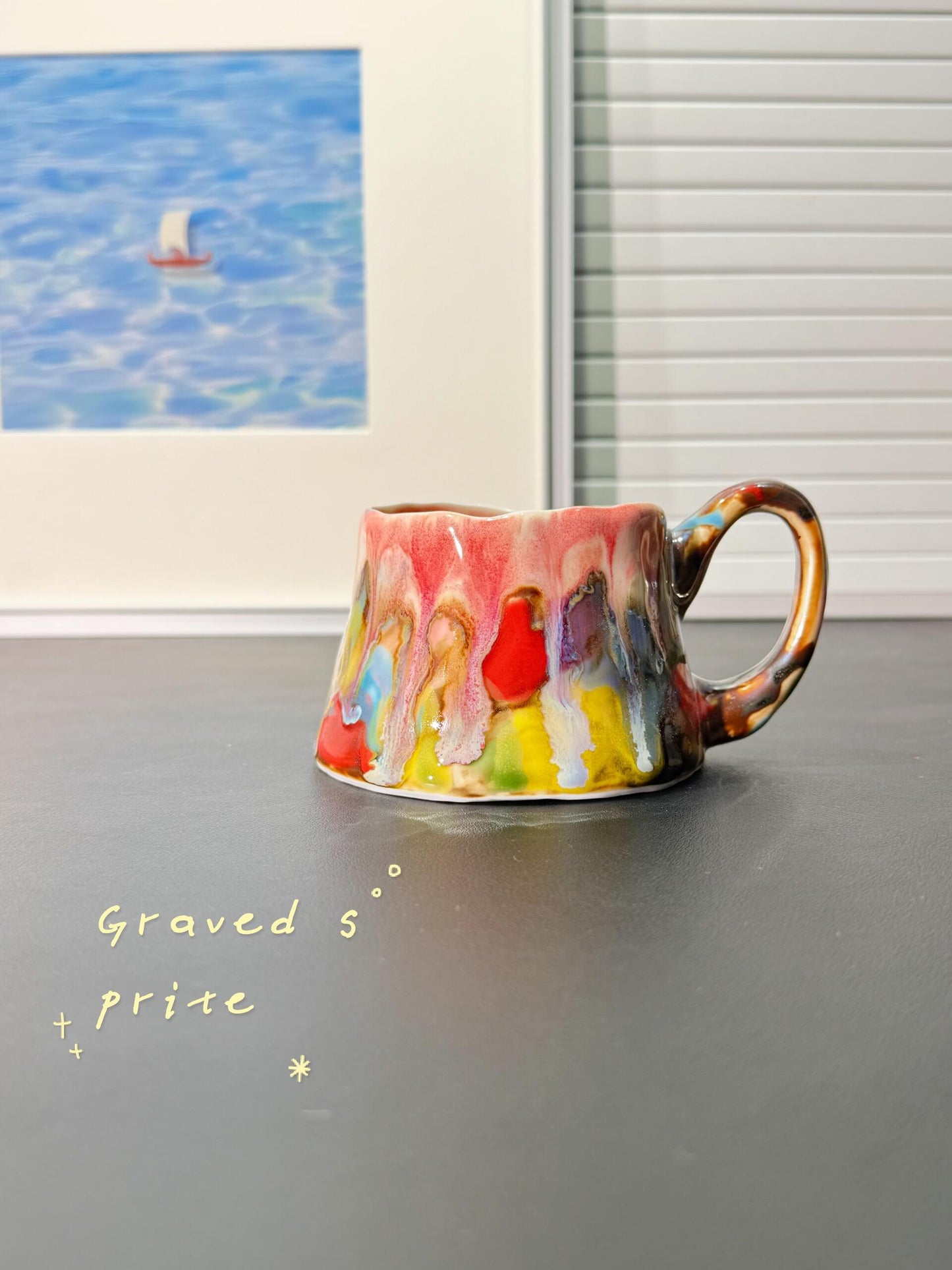 05211 Handcrafted Volcanic Flow-Glaze Art Cup