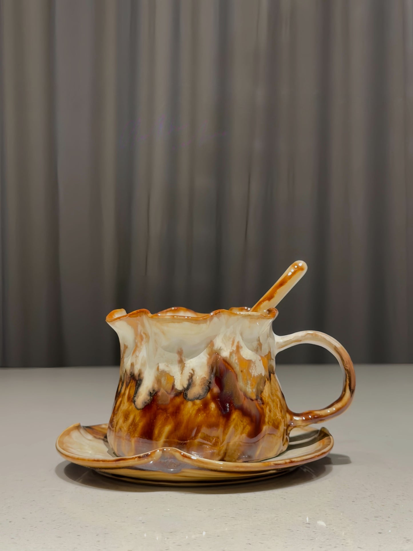 Caramel Macchiato Flow-Glaze Cup Set