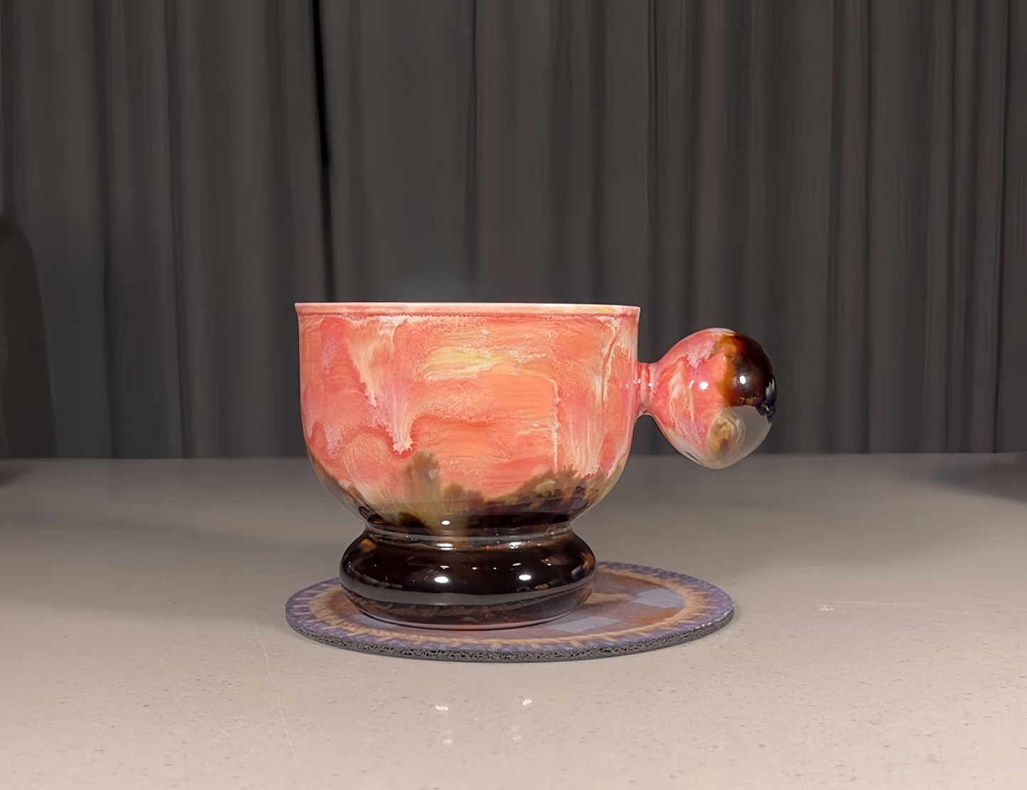 Pink Coffee Flow-Glaze Art Cup