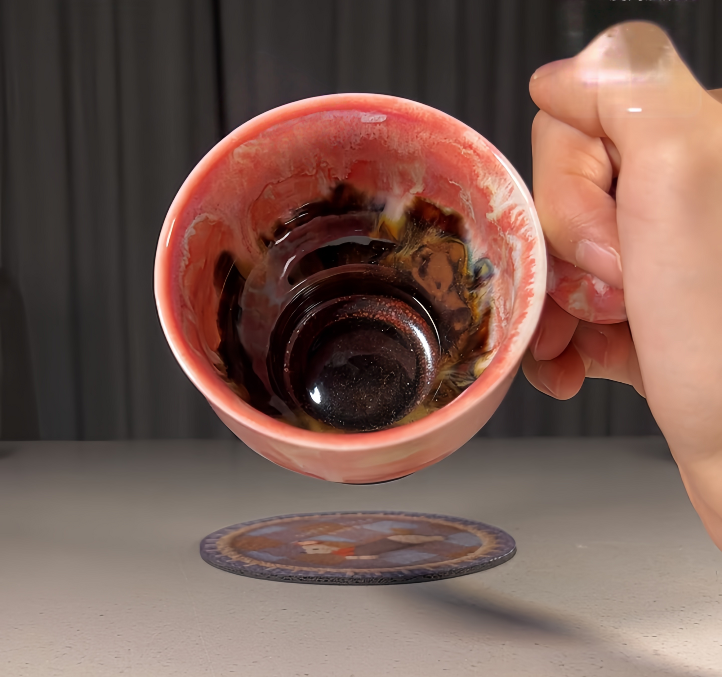 Pink Coffee Flow-Glaze Art Cup