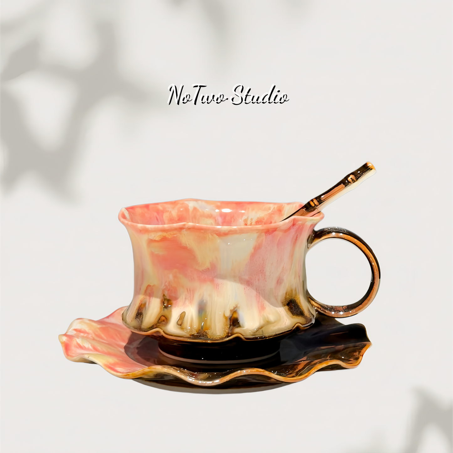 Rose Caramel Flow-Glaze Art Cup Set