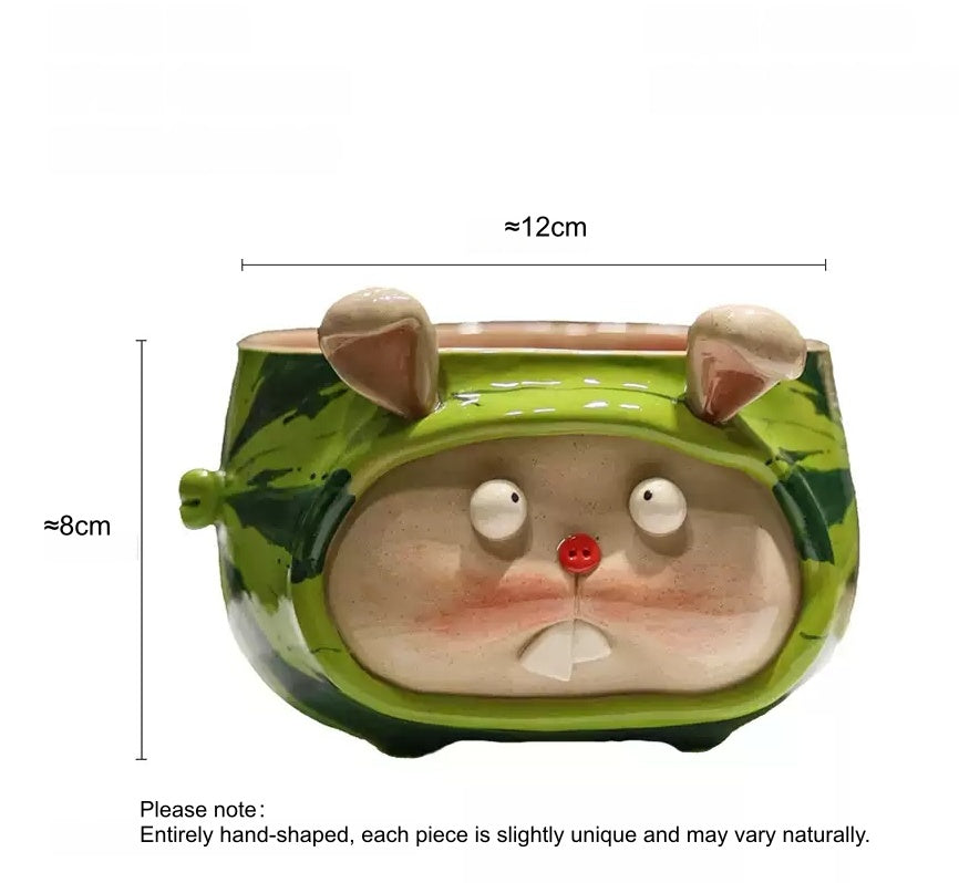 Handmade Ceramic Watermelon Art Bowl (Rabbit)