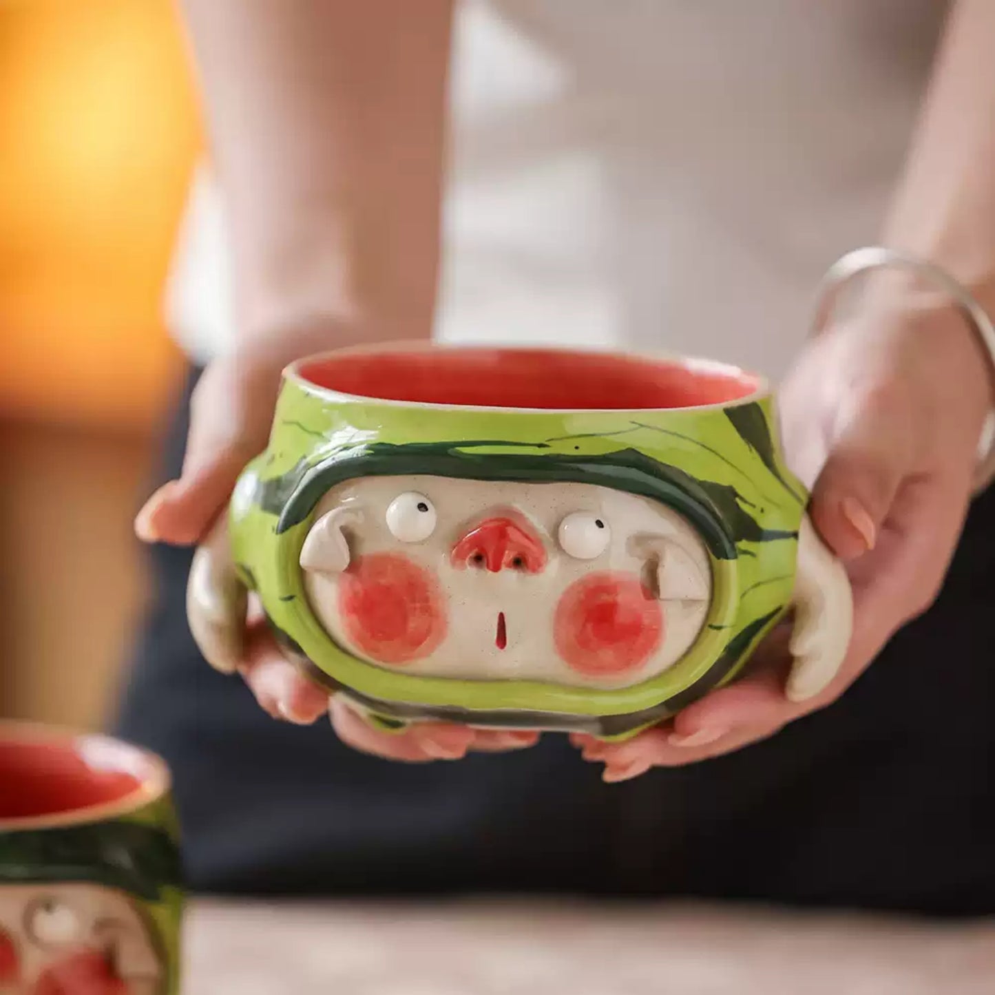 Handmade Ceramic Watermelon Art Bowl (Piggy)
