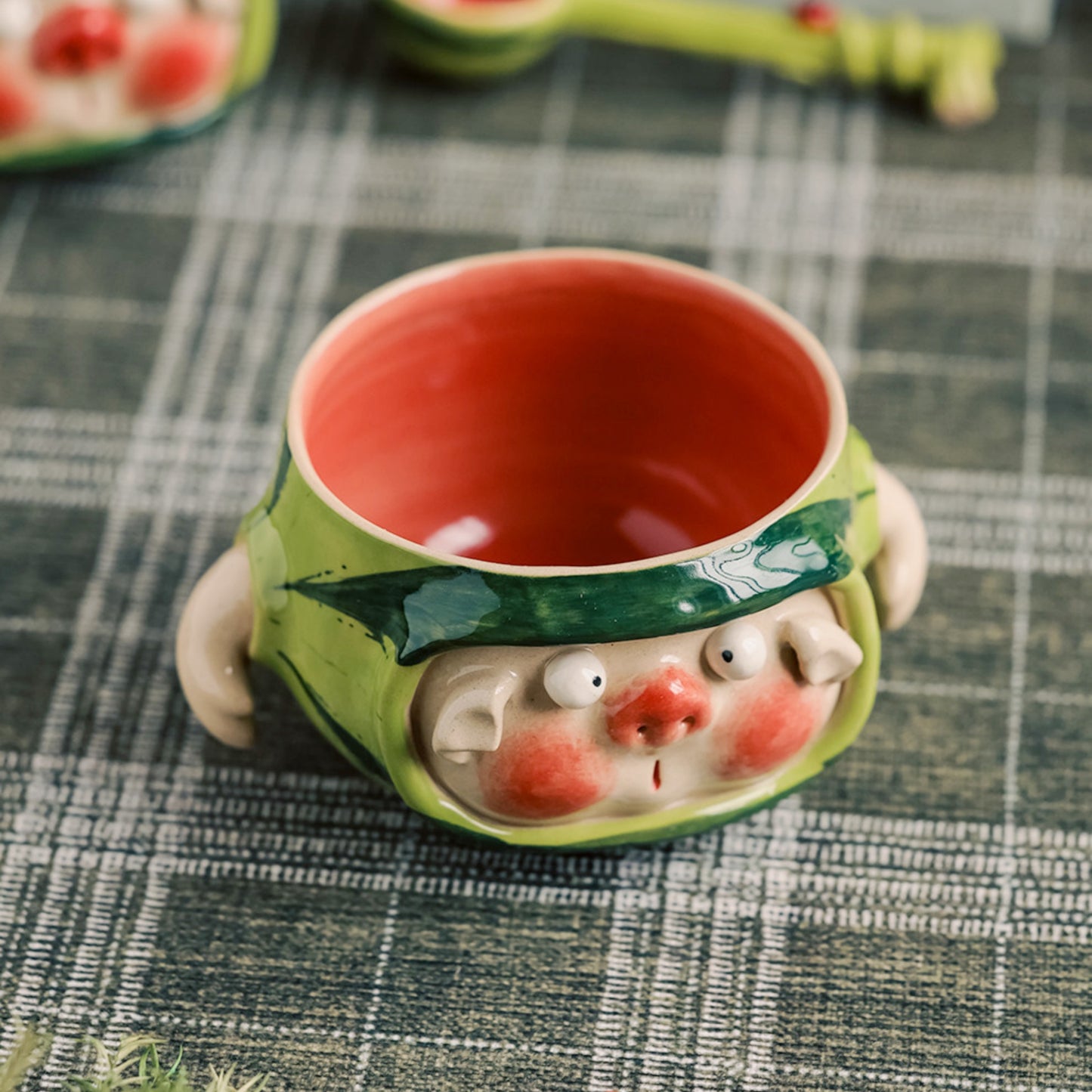 Handmade Ceramic Watermelon Art Bowl (Piggy)