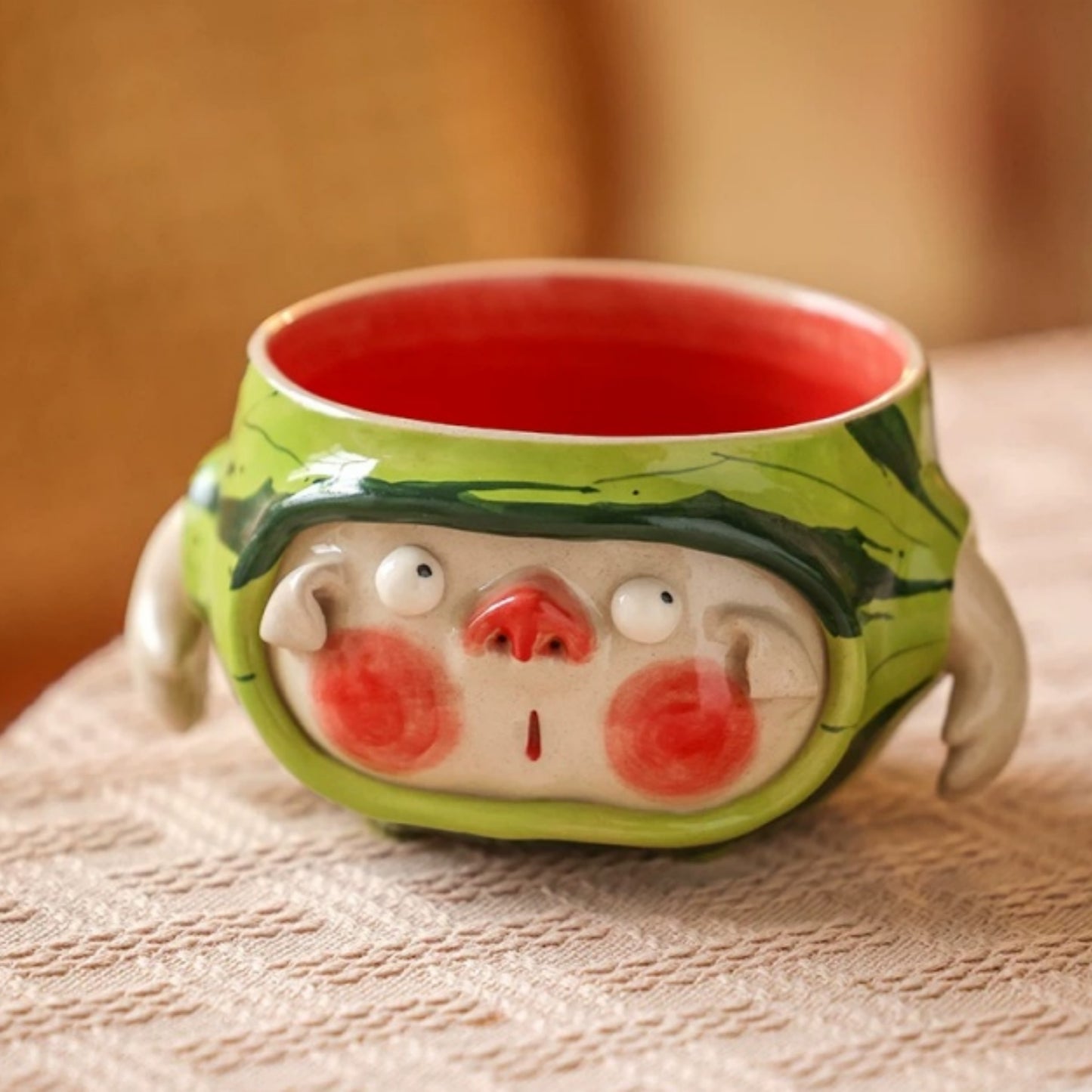 Handmade Ceramic Watermelon Art Bowl (Piggy)