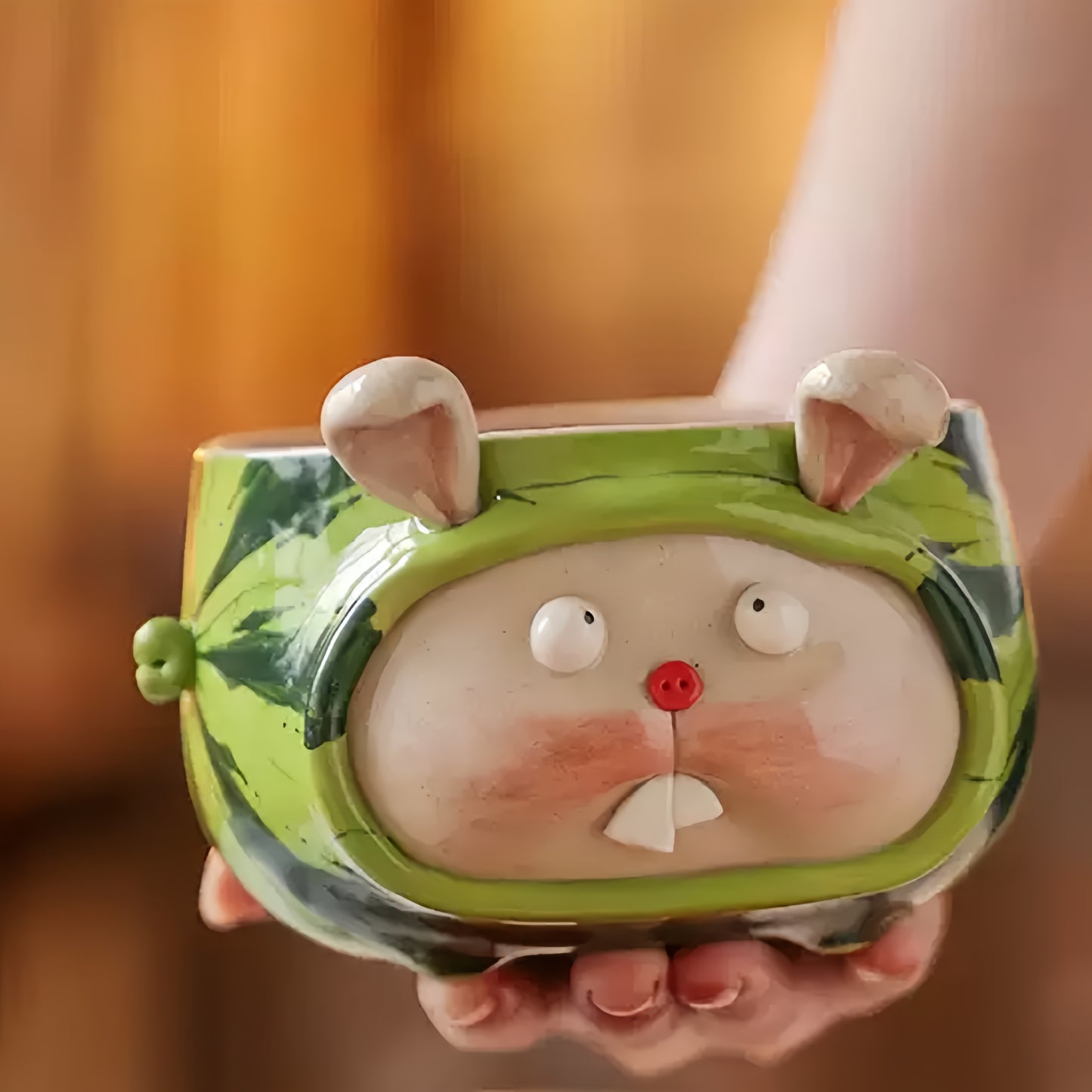 Handmade Ceramic Watermelon Art Bowl (Rabbit)