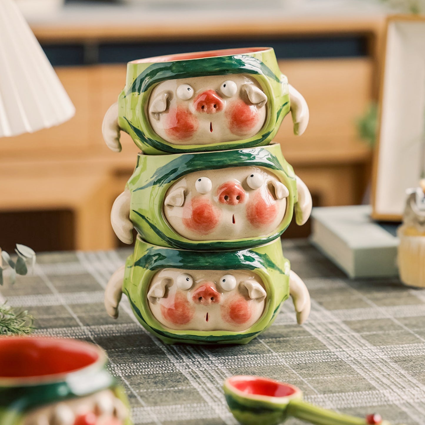 Handmade Ceramic Watermelon Art Bowl (Piggy)