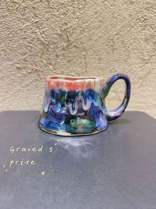 05214 Handcrafted Volcanic Flow-Glaze Art Cup